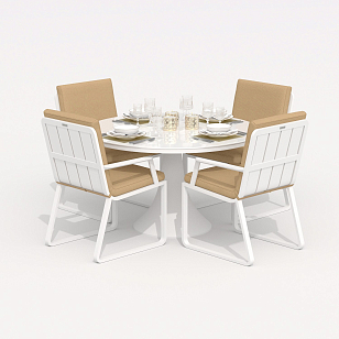 Обеденная группа Ideal Patio Diva Alba 110 Цвет: белый, бежевый, садовая мебель