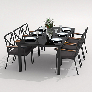 Обеденная группа Ideal Patio Cana Festa 220 Цвет: карбон, антрацит, садовая мебель