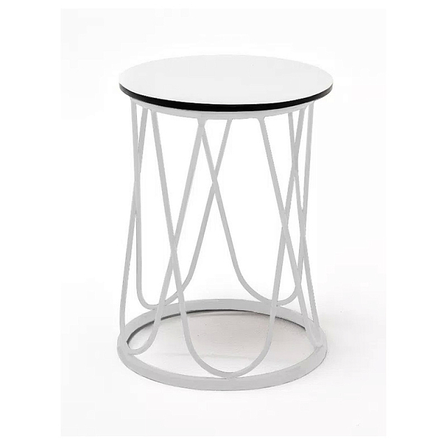 Журнальный стол 4SIS Перу, каркас белый муар, столешница молочная 