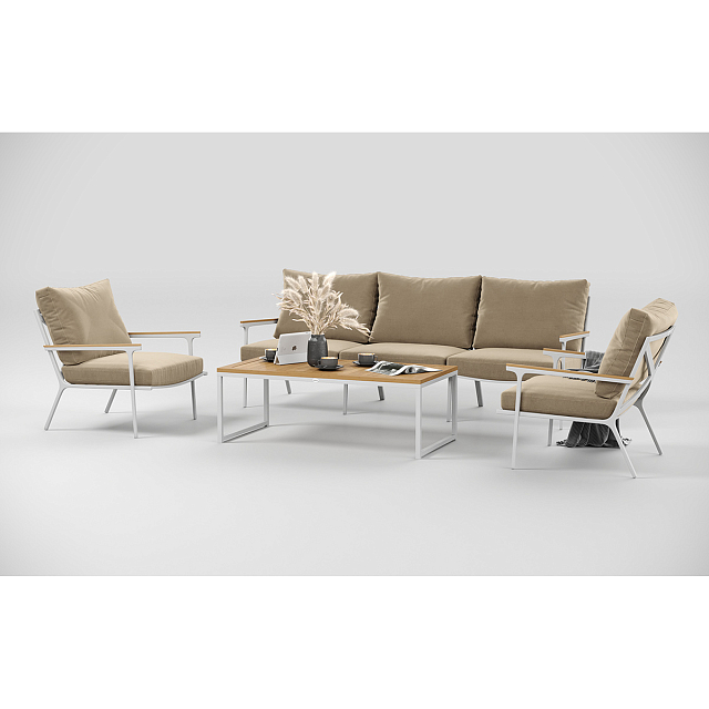 Лаунж зона Gardenini Premium Calma Long Белый / Бежевый 