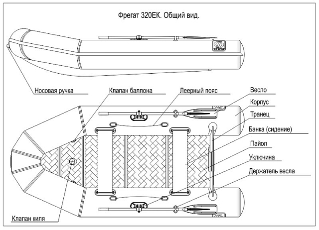 Лодка ПВХ Фрегат 320 ЕК зеленая