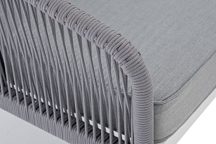 Диван модульный 4SIS Канны, каркас белый, роуп светло-серый, ткань светло-серая, садовая мебель