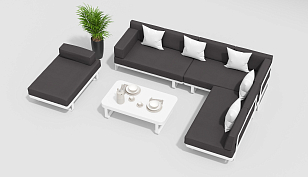 Лаунж зона Gardenini Hacienda Белый / Антрацит для дачи Лаунж зона Gardenini Hacienda Белый / Антрацит, садовая мебель