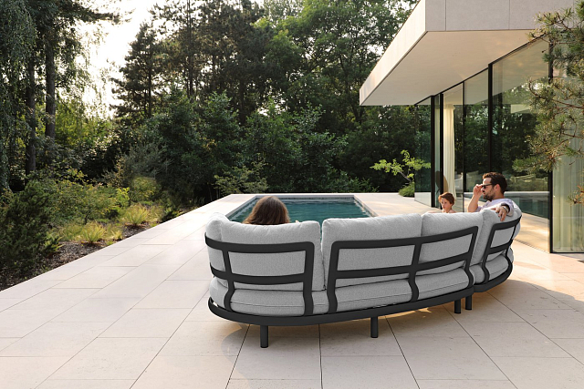 Лаунж зона (диван и овальный столик) Brafritid Gotland антрацит/серый, алюминий 