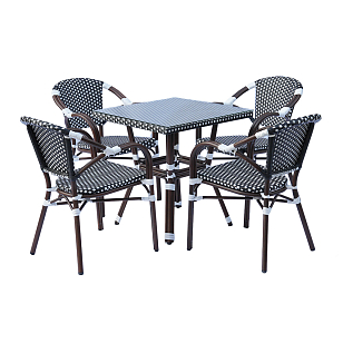 Обеденная группа на 4 персоны 4SIS Кабри, цвет черно-белый, садовая мебель