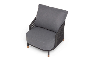 Кресло 4SIS Верона, каркас темно-серый муар, роуп темно-серый, ткань темно-серая, садовая мебель