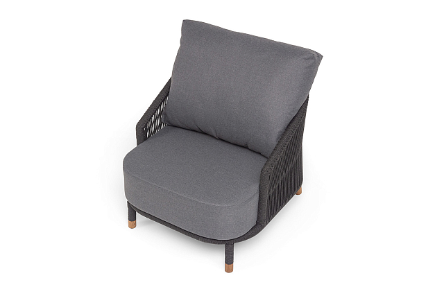 Кресло 4SIS Верона, каркас темно-серый муар, роуп темно-серый, ткань темно-серая 