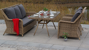 Обеденная группа 4SIS Гляссе, цвет соломенный, садовая мебель