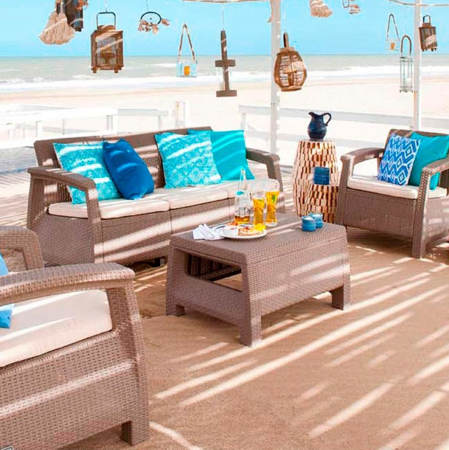 Лаунж зона Keter Corfu Triple set капучино 