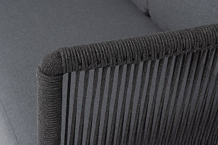 Диван модульный 4SIS Верона, каркас темно-серый муар, роуп темно-серый, ткань темно-серая, садовая мебель