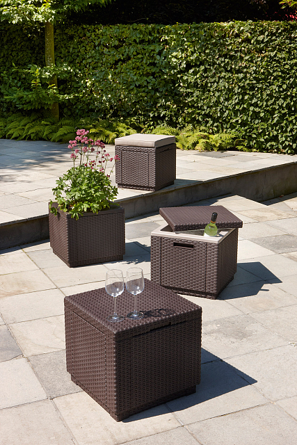 Пуф Keter с подушкой Cube with cushion коричневый 