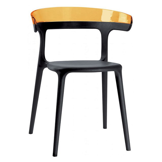 Кресло пластиковое Papatya Luna Цвет: черный, горчичный 