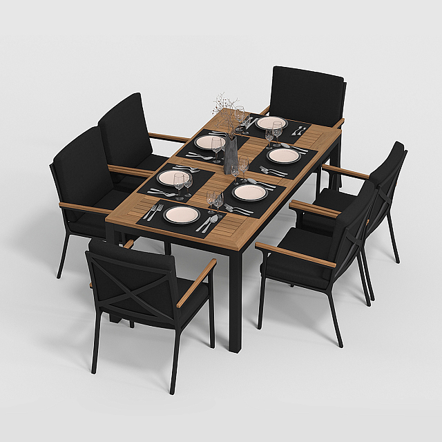 Обеденная зона Gardenini Bella 180 Карбон / Черный со стульями Calma S 