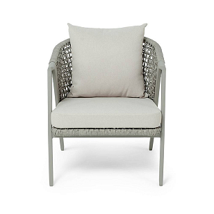 Кресло 4SIS Амстердам, каркас под дерево, роуп серый, ткань бежевая для дачи Кресло 4SIS Амстердам, каркас под дерево, роуп серый, ткань бежевая, садовая мебель