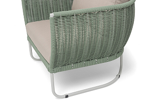 Кресло 4SIS Фиджи, каркас светло-серый муар, роуп зеленый, ткань Mossle бежевая, садовая мебель