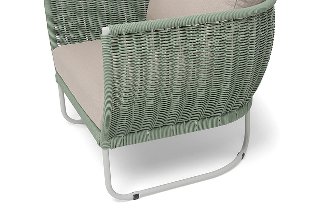 Кресло 4SIS Фиджи, каркас светло-серый муар, роуп зеленый, ткань Mossle бежевая 