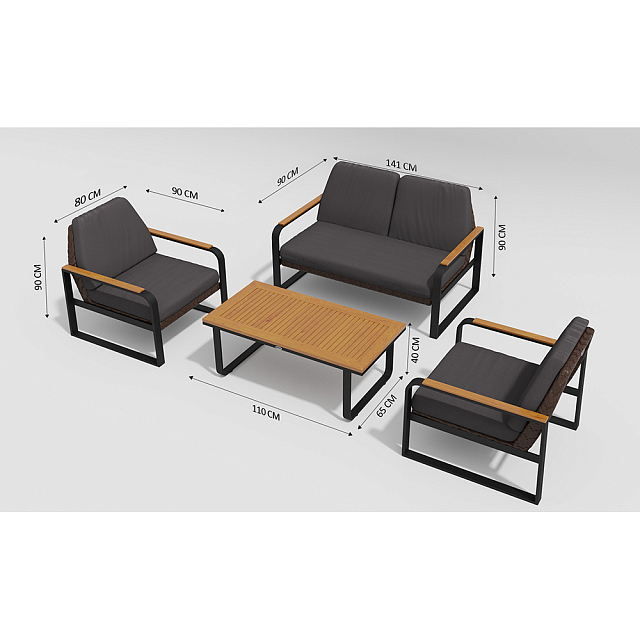 Лаунж зона Gardenini Bella Цвет темно-серый карбон 