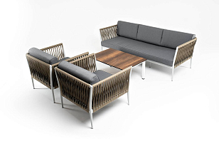 Лаунж-зона 4SIS Касабланка на 5 персон из роупа Цвет: серый, садовая мебель