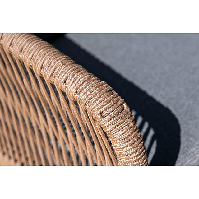 Лаунж-зона 4SIS Канны 4-местная со столиком Канны, основание "дуб", роуп коричневый, столешница "серый гранит" 