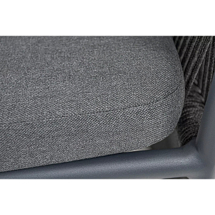 Стул из роупа 4SIS Романо, каркас темно-серый муар, роуп темно-серый, ткань темно-серая 027, садовая мебель