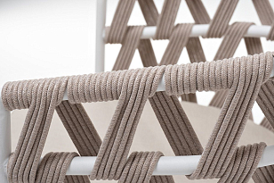 Стул 4SIS Диего из роупа, каркас белый муар, роуп бежевый, ткань бежевая 15052, садовая мебель