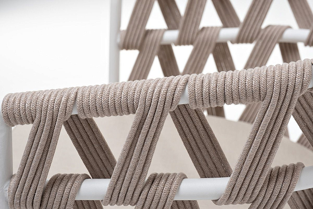 Стул 4SIS Диего из роупа, каркас белый муар, роуп бежевый, ткань бежевая 15052 