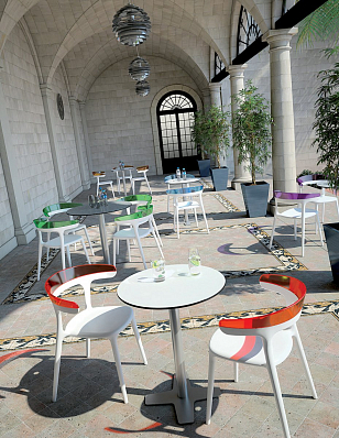 Кресло пластиковое Papatya Luna Цвет: белый, красный, садовая мебель