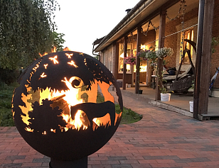 Очаг шар с лазерной резкой Firecup Ежик в тумане, уличное оборудование