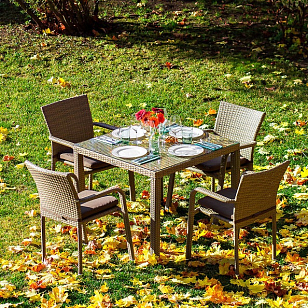 Обеденная группа Joygarden Rome на 4 персоны с подлокотниками, садовая мебель