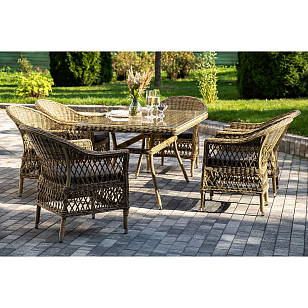 Обеденная группа 4SIS Амароне на 6 персоны, цвет соломенный, садовая мебель