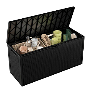 Ящик для хранения с крышкой Emily 280 л антрацит для дачи Ящик для хранения с крышкой Emily 280 л антрацит, садовая мебель