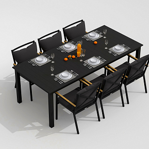 Обеденная группа Ideal Patio Dolla Festa Plus 220 Цвет: карбон, антрацит, садовая мебель