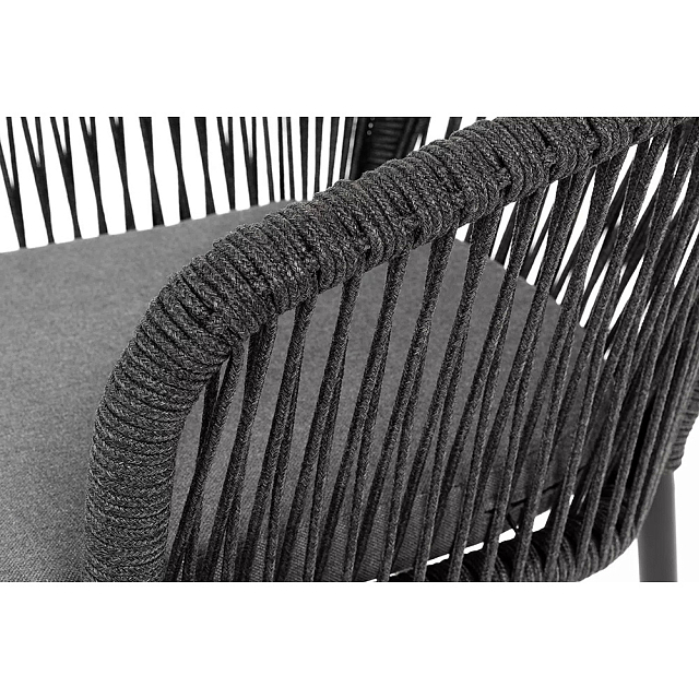 Стул 4SIS Марсель, каркас черный муар, роуп темно-серый, ткань темно-серая 027 