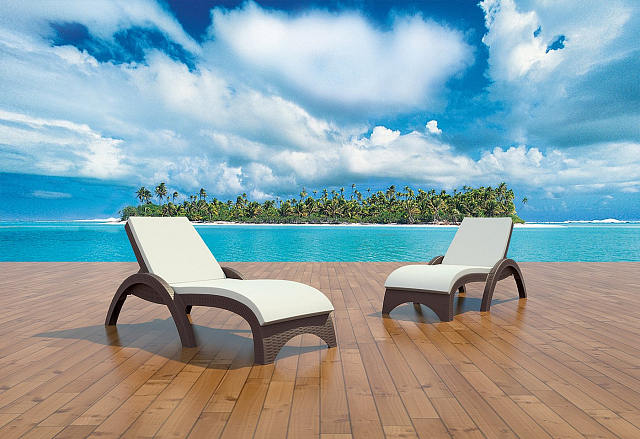 Шезлонг с матрасом GS 1009 (Fiji) Siesta Contract Цвет: коричневый, слоновая кость 