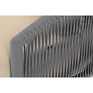 Диван 4SIS Верона 3-местный, каркас светло-серый муар, роуп светло-серый, ткань Mossle светло-бежевая, садовая мебель