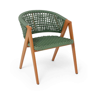 Стул 4SIS Амстердам, каркас под дерево, роуп зеленый, ткань зеленая, садовая мебель