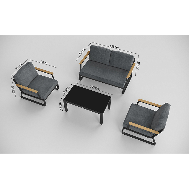 Лаунж зона Gardenini Premium Voglie Карбон / Темно-серый 