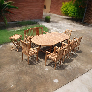 Обеденная группа из тика Lite Salve, садовая мебель