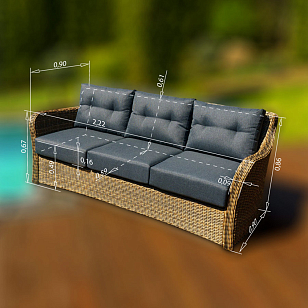 Диван треххместный Lite Venezia Цвет: серый, садовая мебель