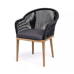 Стул 4SIS Лион, основание дуб, роуп темно-серый, ткань темно-серая 027 для дачи Стул 4SIS Лион, основание дуб, роуп темно-серый, ткань темно-серая 027, садовая мебель