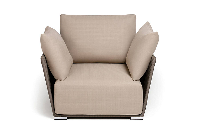 Кресло 4SIS Форли, светло-серый муар, роуп серо-коричневый, ткань Mossle бежевая 