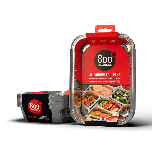 Алюминиевые поддоны 800 Degrees Foil Pans M-size, 10 шт