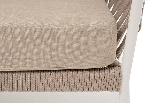 Диван 4SIS Диего 2-местный из роупа, каркас белый муар, роуп бежевый, ткань бежевая 035 