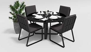 Обеденная зона Gardenini Primavera Карбон / Антрацит с стульями Voglie, садовая мебель