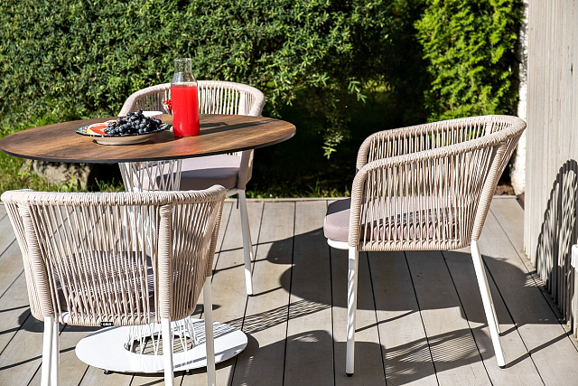 Стул 4SIS Марсель, каркас белый муар, роуп бежевый, ткань бежевая 052 