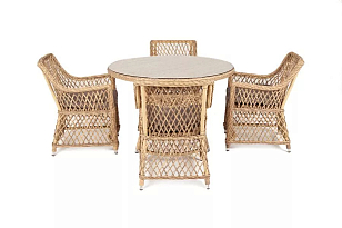 Обеденная группа 4SIS Доппио, цвет соломенный для дачи Обеденная группа 4SIS Доппио, цвет соломенный, садовая мебель