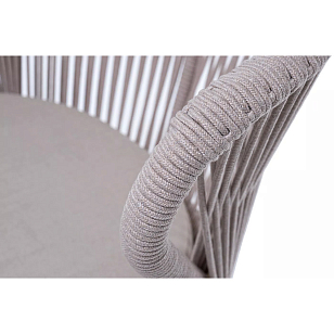 Стул 4SIS Милан из роупа, каркас белый шагрень, роуп светло-серый, ткань бежевая, садовая мебель