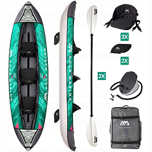 Каяк надувной трехместный с веслами Aqua Marina Laxo-380 12'6" S22 для серфинга Каяк надувной трехместный с веслами Aqua Marina Laxo-380 12'6" S22