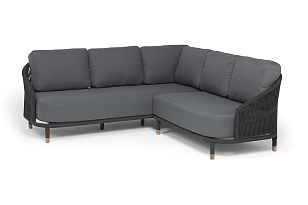 Диван модульный 4SIS Верона, каркас темно-серый муар, роуп темно-серый, ткань темно-серая, садовая мебель