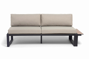 Модуль левый 4SIS Тулон, цвет "дуб", каркас черный муар, ткань бежевая, садовая мебель